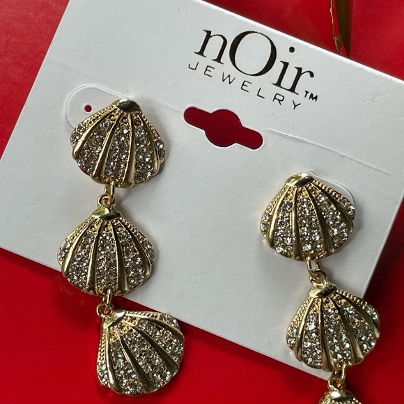 Womens Earrings,Shell Earrings, nOir Jewelry Gold and Silver Shell Earrings. - Picture 8 of 9